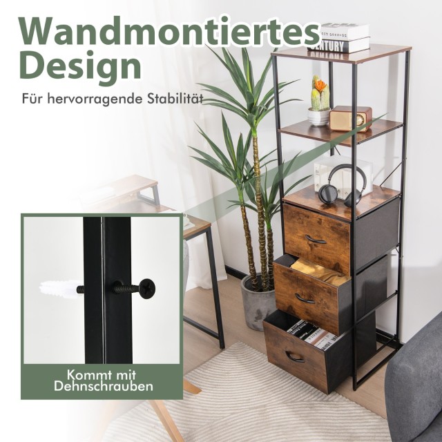 Costway Βιβλιοθήκη Standregal με Συρτάρια 43 x 39 x 156 cm Καφέ JZ1...