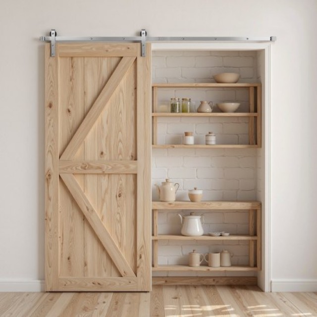 VEVOR Κιτ Συρόμενης Πόρτας 8FT Ασημί HDSMDGDGDM2D9X4QD001V0