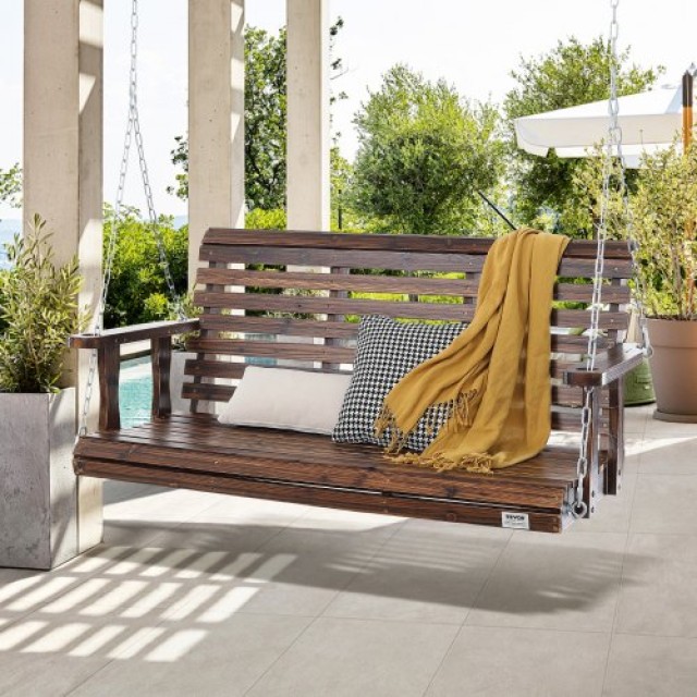 Ξύλινη Κούνια Βεράντας VEVOR 4.5 ft, Αντοχή 880 lbs, Καφέ Ανθρακιού...