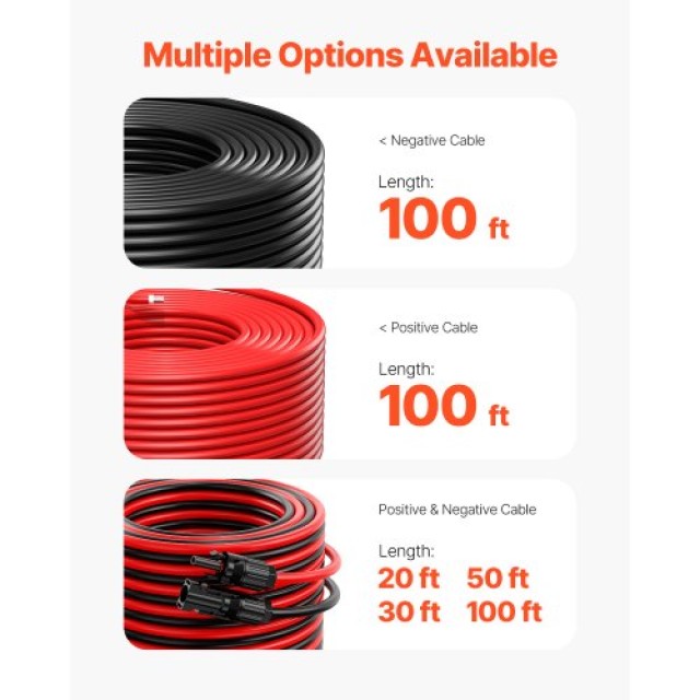 VEVOR Καλώδιο Προέκτασης Ηλιακού Πάνελ 100FT 10AWG Αδιάβροχο Μαύρο TYNDCBYZXDX1ICNQ7Y3