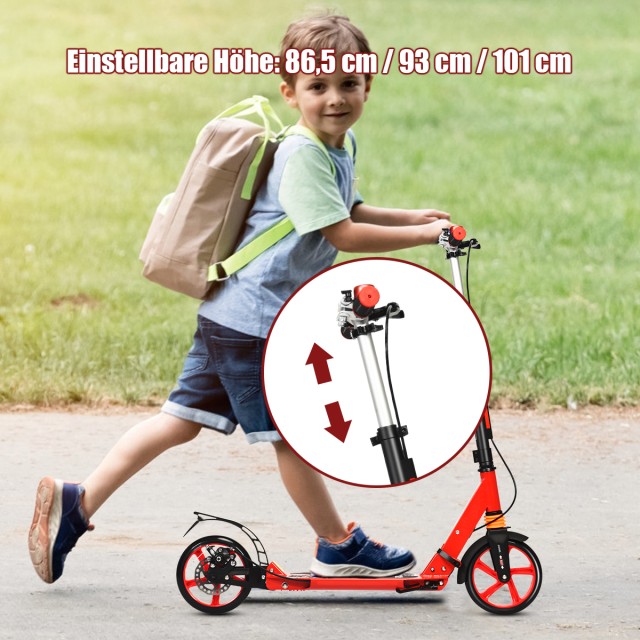 Costway  Πατίνι Πόλης Ρυθμιζόμενο Κόκκινο 86 x 34 x 95 εκ. SP37857RE