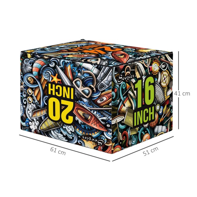 SPORTNOW Plyo Box 3 Heights Αντιολισθητικό Jumping Box για το σπίτι και το γυμναστήριο, 61x51x41 cm, Πολύχρωμο A93-054V00MX