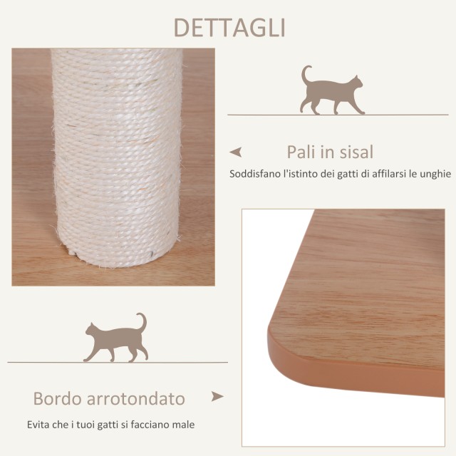 PawHut Cat Tree σε Sisal με ρείθρο, πλατφόρμες και παιχνίδια, 60x40x120 cm D30-204