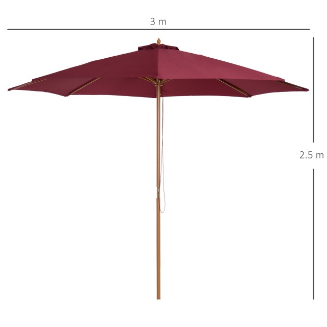 Outsunny Double Canopy Garden Parasol σε μπαμπού και πολυεστέρα, κό...