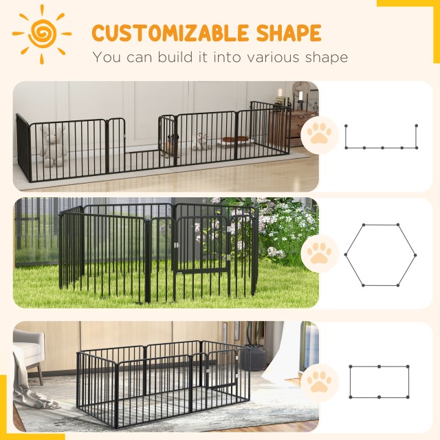 PawHut Dog Fence με 6 αρθρωτά πάνελ εσωτερικού και εξωτερικού χώρου, ατσάλι, 164x83x60 cm, μαύρο D06-202V00BK