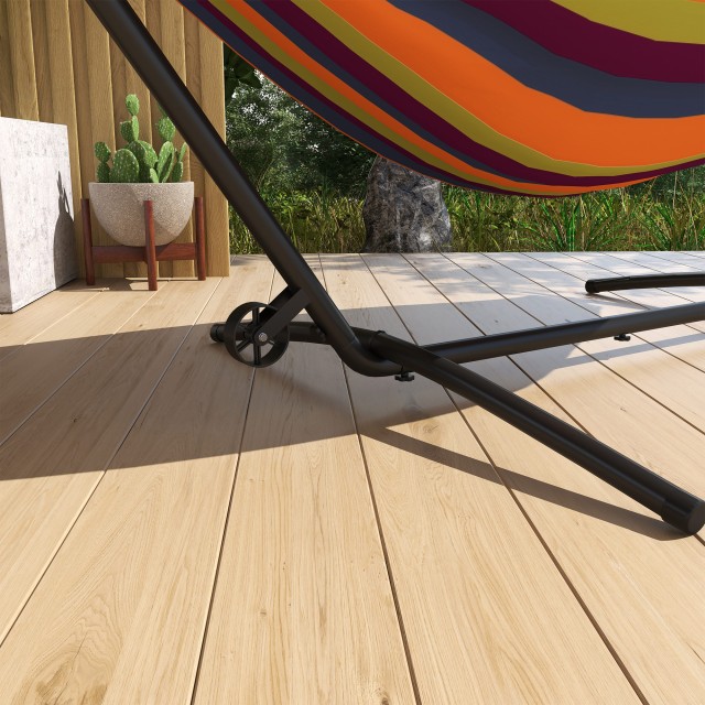 Βάση Outsunny Hammock 330 cm max με 6 τρύπες και ρόδες, Μεταλλικό, 290x120x115 cm, Μαύρο 84A-319V00BK