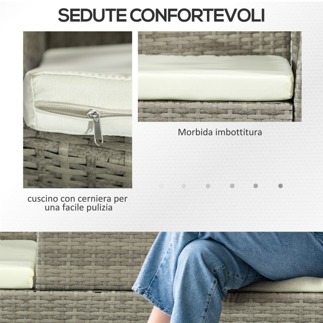 Διθέσιος Καναπές Εξωτερικού Χώρου με Τραπεζάκι Σαλονιού, από ατσάλι...