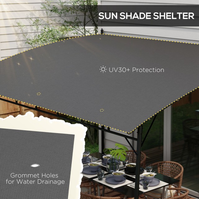 Outsunny Pergola Gazebo με 3 οπές αποστράγγισης, σε μέταλλο και πολυεστέρα, 400x296x200/262 cm, σκούρο γκρι 84C-471V00CG