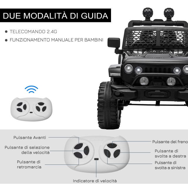 HOMCOM Ηλεκτρικό Αυτοκίνητο για Παιδιά 12V με Τηλεχειριστήριο και Χειροκίνητη Οδήγηση, Μαύρο 370-150V90BK