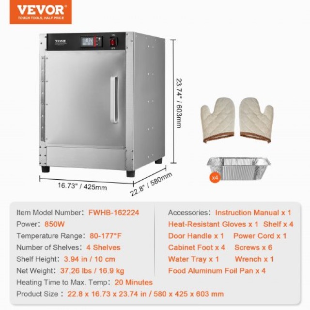 VEVOR Θερμαντικό Κουτί Τροφίμων 4 Επιπέδων για Καντίνες με Δίσκο Νερού XXSPBWJ4CBTMLX7IBV2