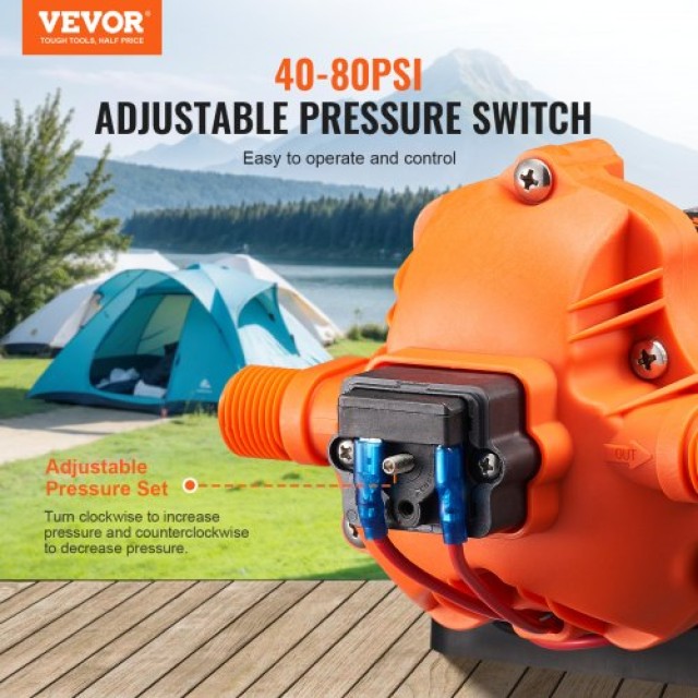VEVOR  Αντλία Διαφράγματος 12V 3GPM 11.36 L/min 3-Θάλαμοι με Διακόπ...