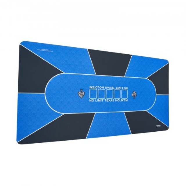 VEVOR Πτυσσόμενο Τραπέζι Πόκερ 70x35 εκ. για 6-8 Παίκτες με Τσάντα Μπλε  PKZD705X355I8X836V0