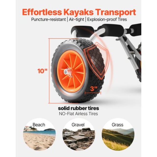 VEVOR Πτυσσόμενο Καροτσάκι για Καγιάκ, 90 kg, Στερεοί Τροχοί 25.4 c...