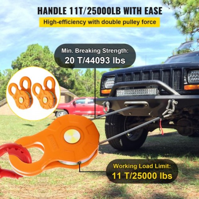 VEVOR Σφιγκτήρας 11T/25,000 LBS, Βαρέως Τύπου Τροχαλία για 0.55/14 mm Σχοινί, Ανάκτηση Off-road, 2 Τεμάχια  ZZDZJCH225000CSSEV0