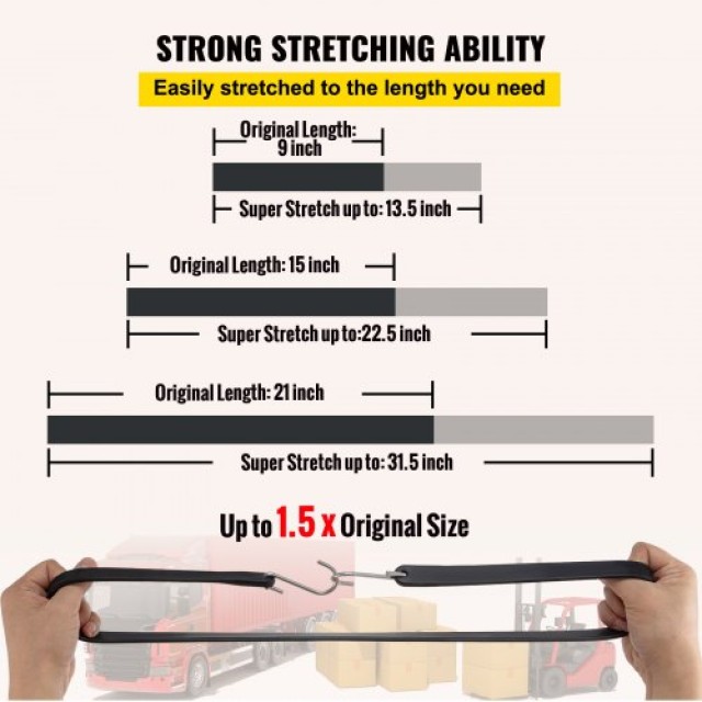 VEVOR Σετ Λαστιχένιων Ιμάντων με S Hooks, 11x9, 21x15, 21x21, Φυσικό Καουτσούκ για Εξωτερική Χρήση PBTCFSD1510PCGANAV0