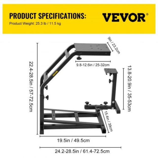 VEVOR  Βάση Προσομοιωτή Racing Gaming  G29, G27 και G25 GT, για Υποστήριξη Τιμονιού και Πεντάλ  G29G27G25ZLYXZJ01V0