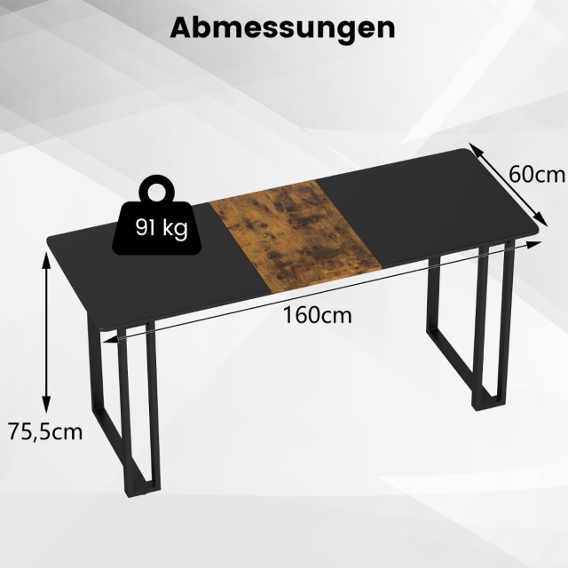 Costway Γραφείο με Μεταλλικό Σκελετό 160 x 60 cm Καφέ JV12584BK