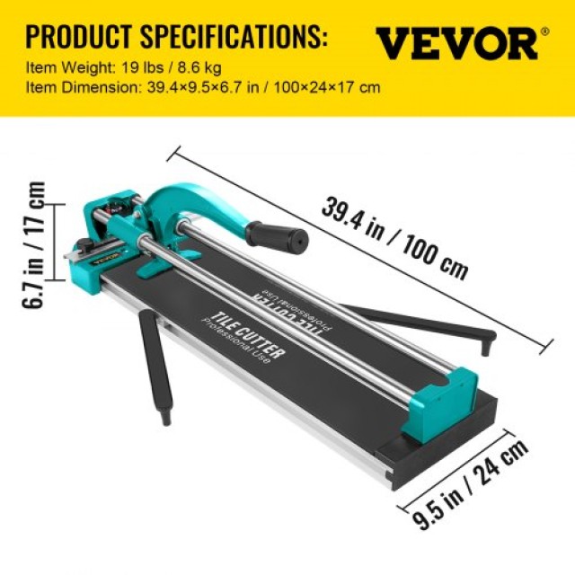 VEVOR Κόφτης Πλακιδίων 800mm με Διπλές Ράγες & Βάσεις, Χειροκίνητος με Λέιζερ για Ακριβείς Κοπές  CZQGJ800MMSDSGL05V0