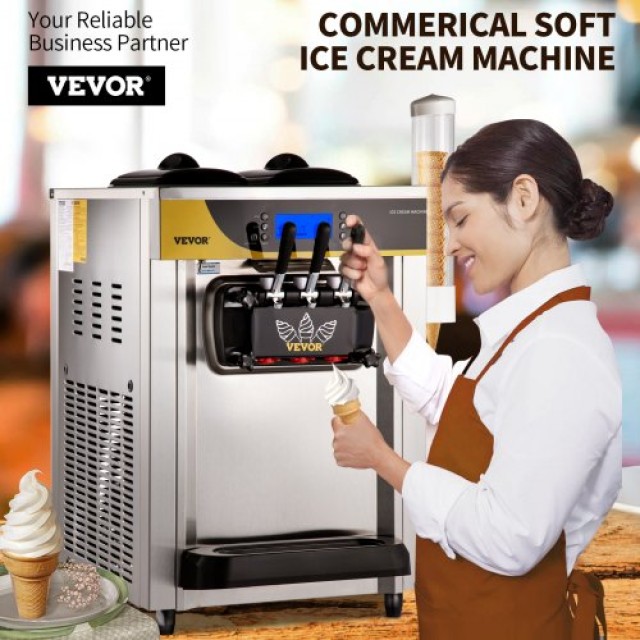 VEVOR  Επαγγελματική Παγωτομηχανή 22-30L/H, 2200W, Ασημί S2230LHR12...