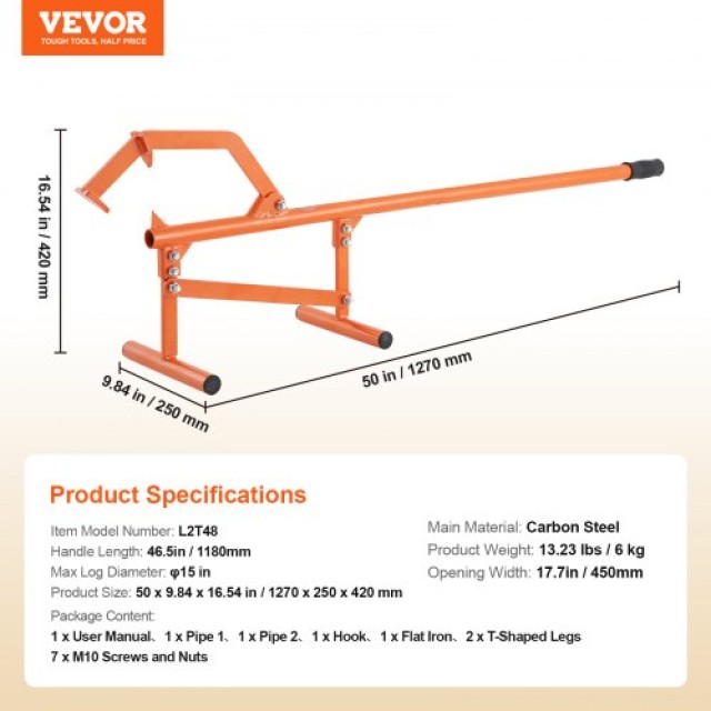 VEVOR Timberjack 46.5 Βαρέως Τύπου Ανυψωτήρας Κορμών για Μέγιστη Διάμετρο 15 YMQJDSZDTIMB107OFV0