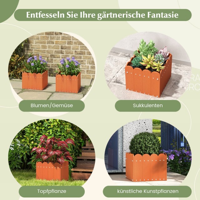 Costway Πορτοκαλί Ανθεκτική Γλάστρα Κήπου HDPE 32x30x25 εκ. GT4115YW-2