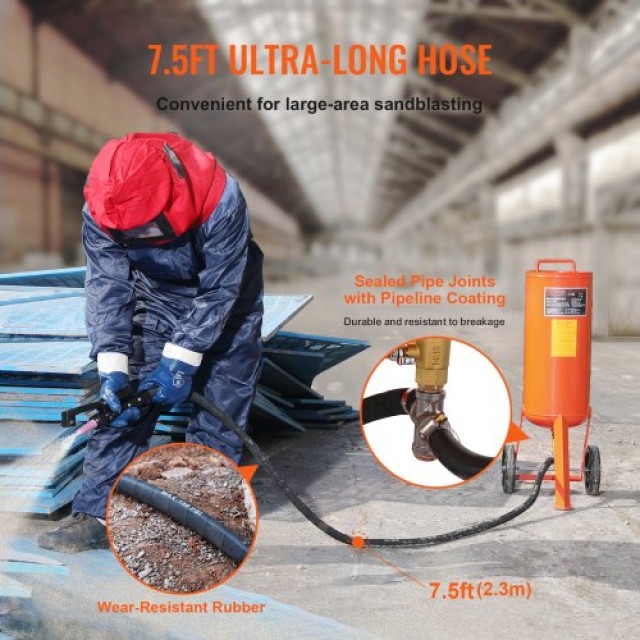 VEVOR Αμμοβολή 10 Γαλόνια 60-110 PSI με 2 Ακροφύσια & 2.3m Σωλήνα  PSG10JL6125PCA4TFV0