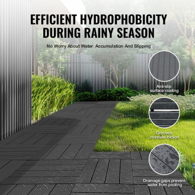 VEVOR  Πλαστικά Πλακάκια Δαπέδου Διασύνδεσης 10τμχ 12x12 για Βεράντ...