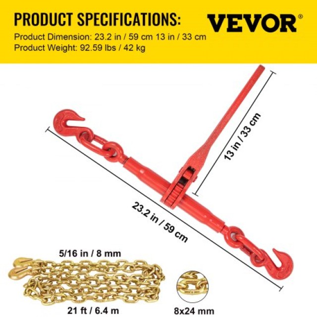 Σετ Δεσίματος VEVOR με Αλυσίδα & Καστάνια, 5/16, 6600LBS, 4 Αλυσίδες & 4 Καστάνιες  JLSJSJYCLTJTBZX6EV0