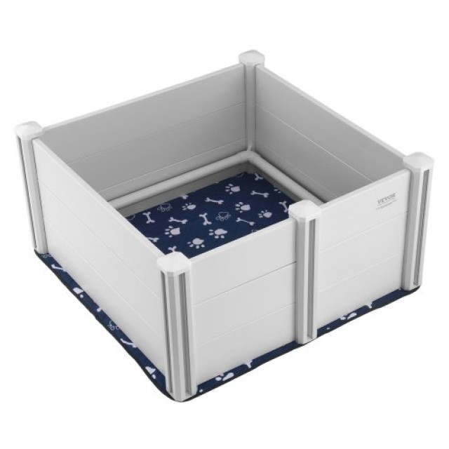 Κουτί Γέννας Σκύλων VEVOR 98x98x46cm PVC με Ράγες και Υποσέντονο γι...
