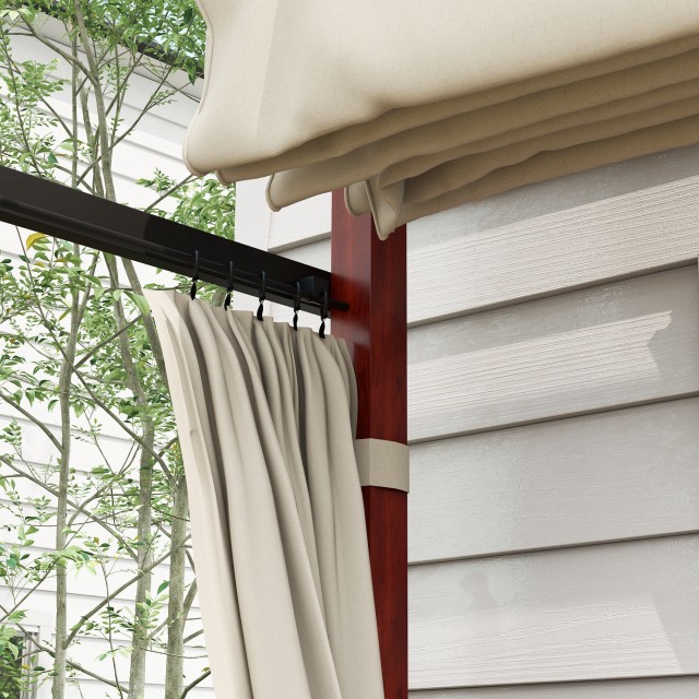 Outsunny Pergola με Πλαϊνές Τέντες και Πτυσσόμενη Οροφή σε Η/Υ, από αλουμίνιο και μέταλλο, 345x300x215-255 cm, Κρέμα 84C-475V00CW