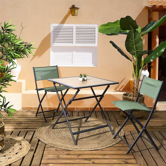Home Deco Factory Μαύρο Μεταλλικό Πτυσσόμενο Τραπέζι με Επιφάνεια α...