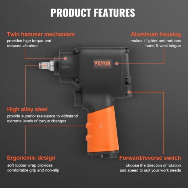 VEVOR Αερόκλειδο 3/8 690ft-lbs 90-120PSI  KQC550N38800NJS41V0