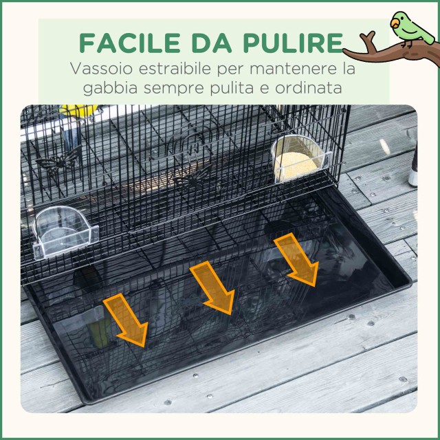 Μεταλλικό Κλουβί Πτηνών με 2 Κλαδιά και 3 Εισόδους 60x41x41cm -  Μα...