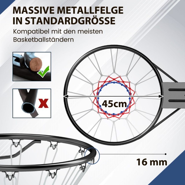 Costway Ανθεκτική Μπασκέτα με Διπλό Ελατήριο και Ανθεκτικό Δίχτυ γι...