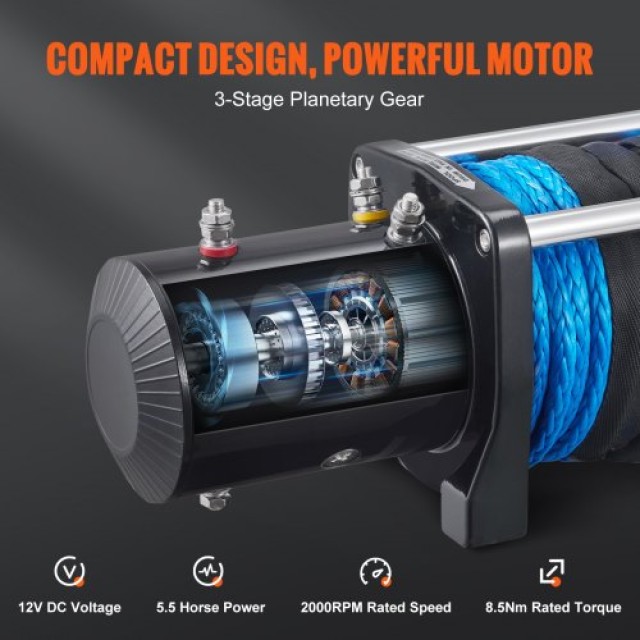 Ηλεκτρικό Βίντσι VEVOR 12V 8000 lb με Νάιλον Σχοινί & Ασύρματο Τηλεχειριστήριο  DDHCSJPHCSYCY7YP5V9