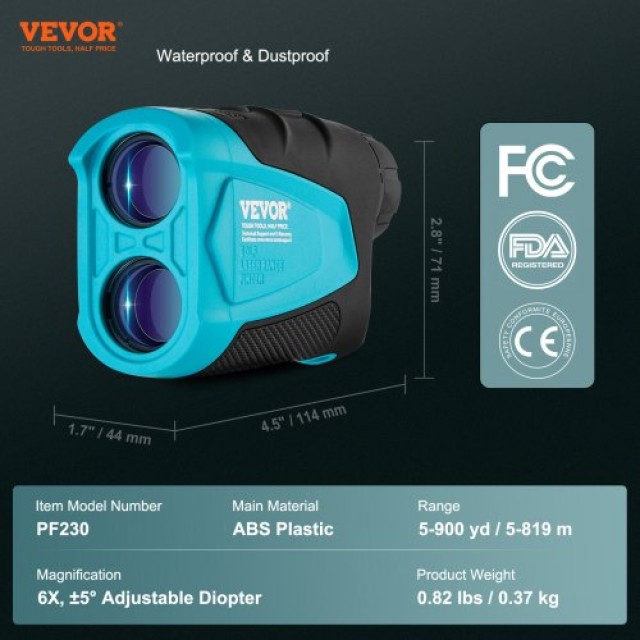 VEVOR 900 Yards Λέιζερ Γκολφ Αποστασιόμετρο με Κλίση & Μαγνήτη  DCKGEFCJY6B1SC1F8V9