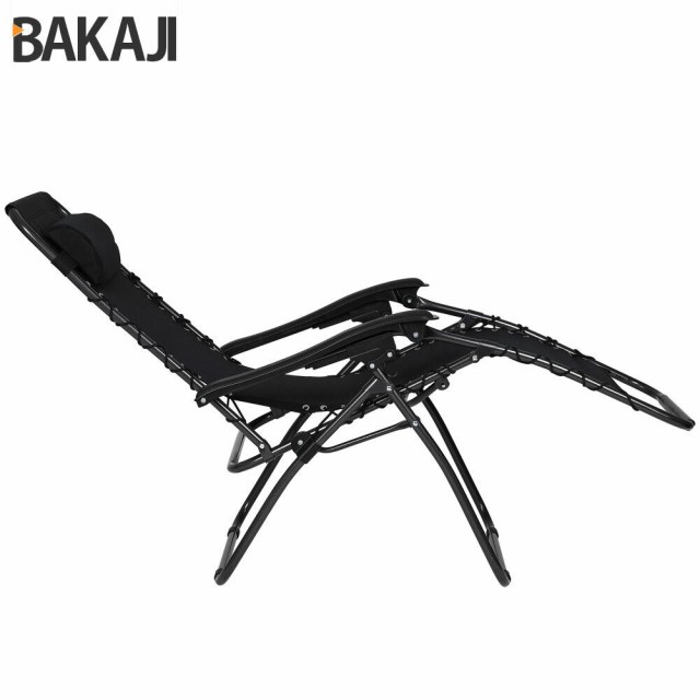 BAKAJI  Καρέκλα Κήπου Πολυθρόνα Χαλάρωσης Πτυσσόμενη Μηδενικής Βαρύτητας Ατσάλι Οξφόρδη Μαύρο  02830488