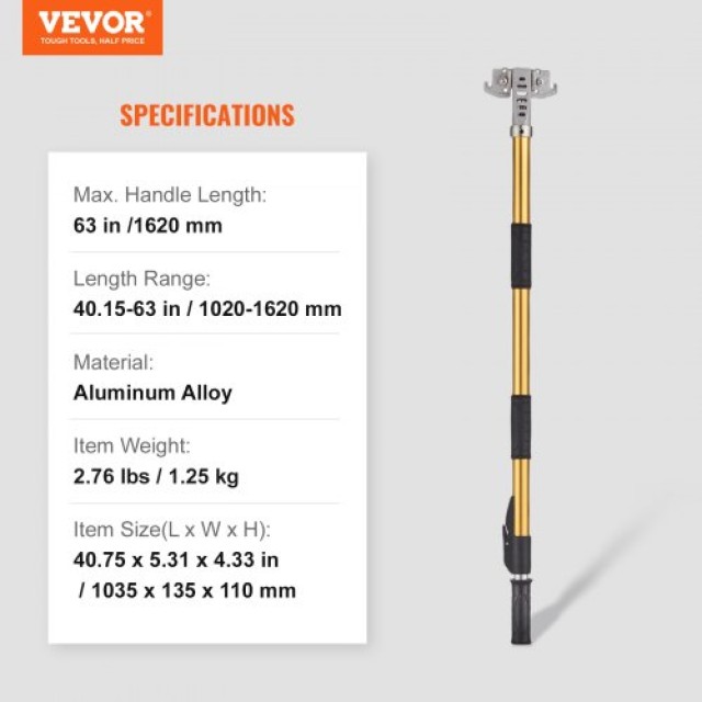VEVOR Χειρολαβή Σοβατίσματος 40-64, Αλουμινίου, Ρυθμιζόμενη, Αντιολισθητική, 360° Βαφή  GQPSHSBYC4064MWTCV0