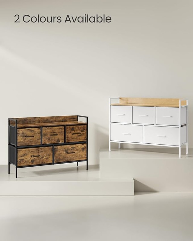 SONGMICS Συρταριέρα 98.2x29x70cm με 3 Μικρά και 2 Μεγάλα Συρτάρια για Οργάνωση και Αποθήκευση LTS135B01
