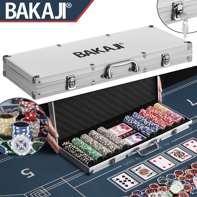 BAKAJI  Σετ Βαλιτσάκι Πόκερ 500 Μάρκες Αλουμινίου 2 Τράπουλες Texas...