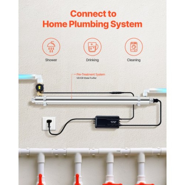 VEVOR Φίλτρο UV Νερού 12GPM 220V 55W SJHXTUV55W12Y82ISV2