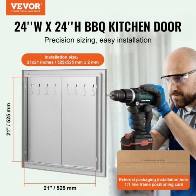 Πόρτα BBQ VEVOR 610x610mm Ανοξείδωτη Διπλή για Εξωτερική Κουζίνα  S...