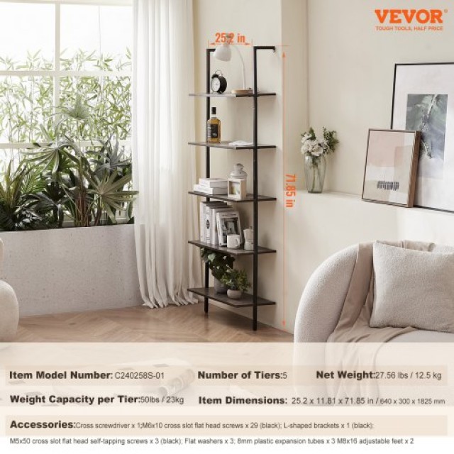 VEVOR  Ράφι Τετράγωνου Σωλήνα 5 Επιπέδων 24x11.8in Τοίχου για Υπνοδωμάτιο JSGZWJFGHMBHOYOVAV0