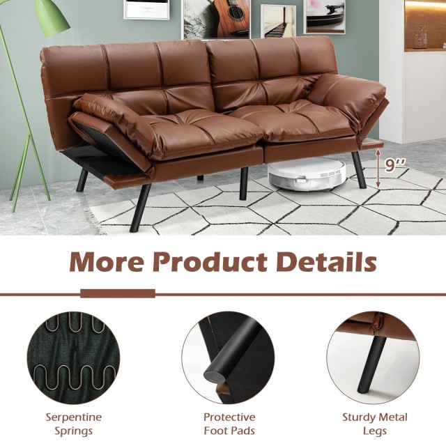 Καναπές-Κρεβάτι Memory Foam με Ρυθμιζόμενα Μπράτσα – Καφέ HV10326BN...