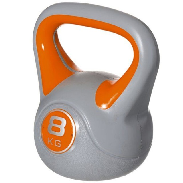 BAKAJI  Άσκηση Φυσικής Κατάστασης με Βαράκι Kettlebell από Χυτοσίδηρο και Τσιμέντο 8 κιλών με Άνετη Λαβή  02840848