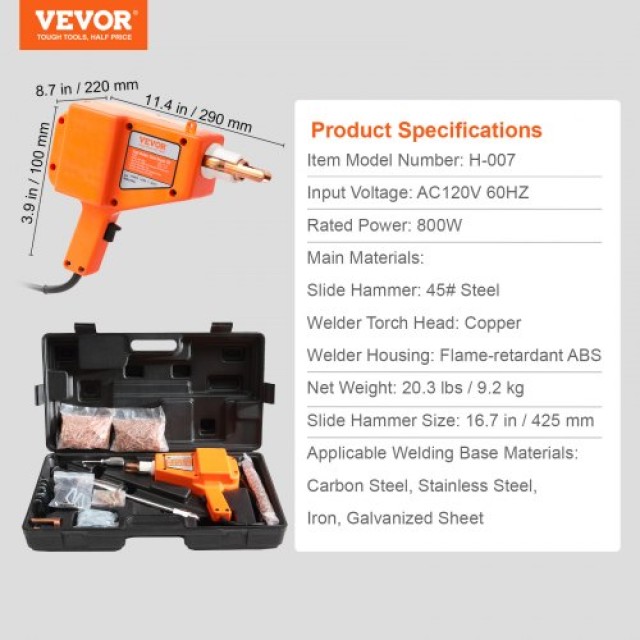 VEVOR Κιτ Επισκευής Εξογκωμάτων 800W με 5 Λειτουργίες Συγκόλλησης  DZYTSLZHJ800ETSTTV2