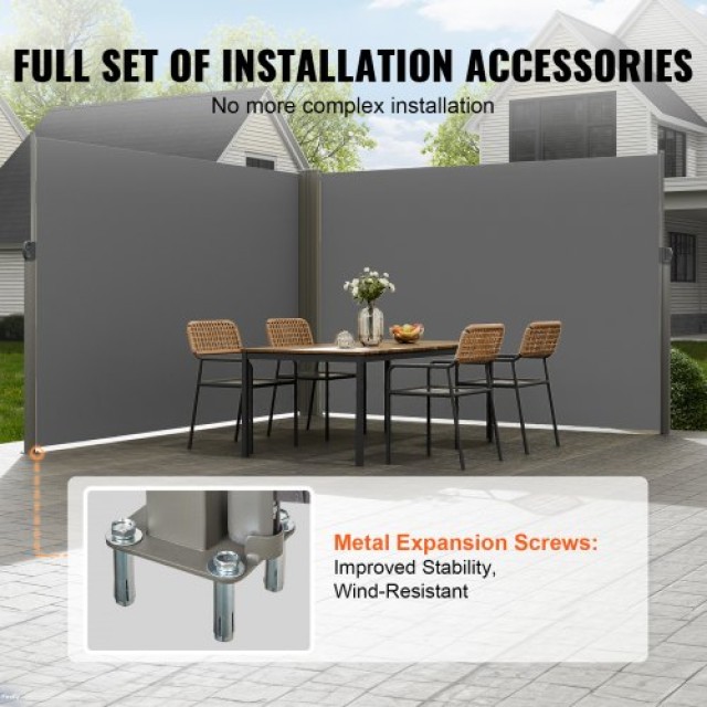 VEVOR Αναδιπλούμενη Πλευρική Τέντα 79x236, Γκρι  KSSCP200X600QPNQGV0