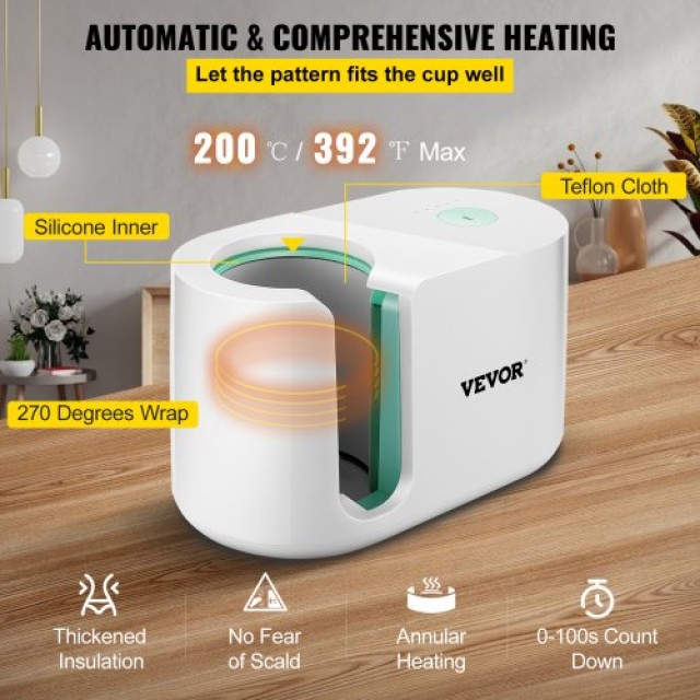 VEVOR  Αυτόματη Πρέσα Κούπας 11-15oz για Μεταφορά Σχεδίων QZDDDZTKB...