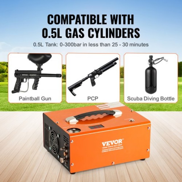 VEVOR  Συμπιεστής Αέρα PCP 4500PSI Μετατροπέας DC12V/AC230V Χειροκί...