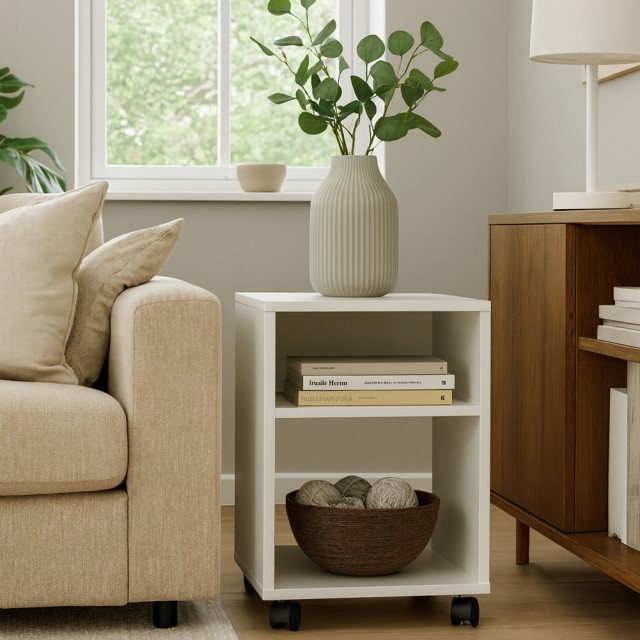 BAKAJI Κινητό Γραφείο με Θήκη για Εκτυπωτή με Ρόδες Πολυχρηστικό Ντ...